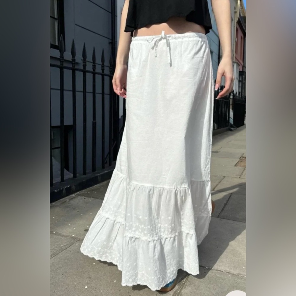 John Galt Brandy Melville White Olive Maxi Skirt